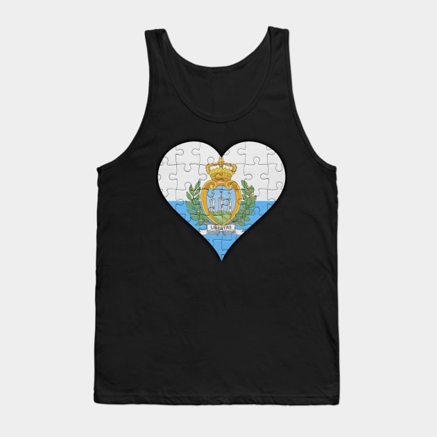 Sammarinese Jigsaw Puzzle Heart Design - Gift for Sammarinese With San Marino Roots Tank Top by Country Flags